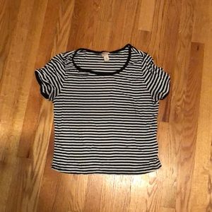 black and white striped top